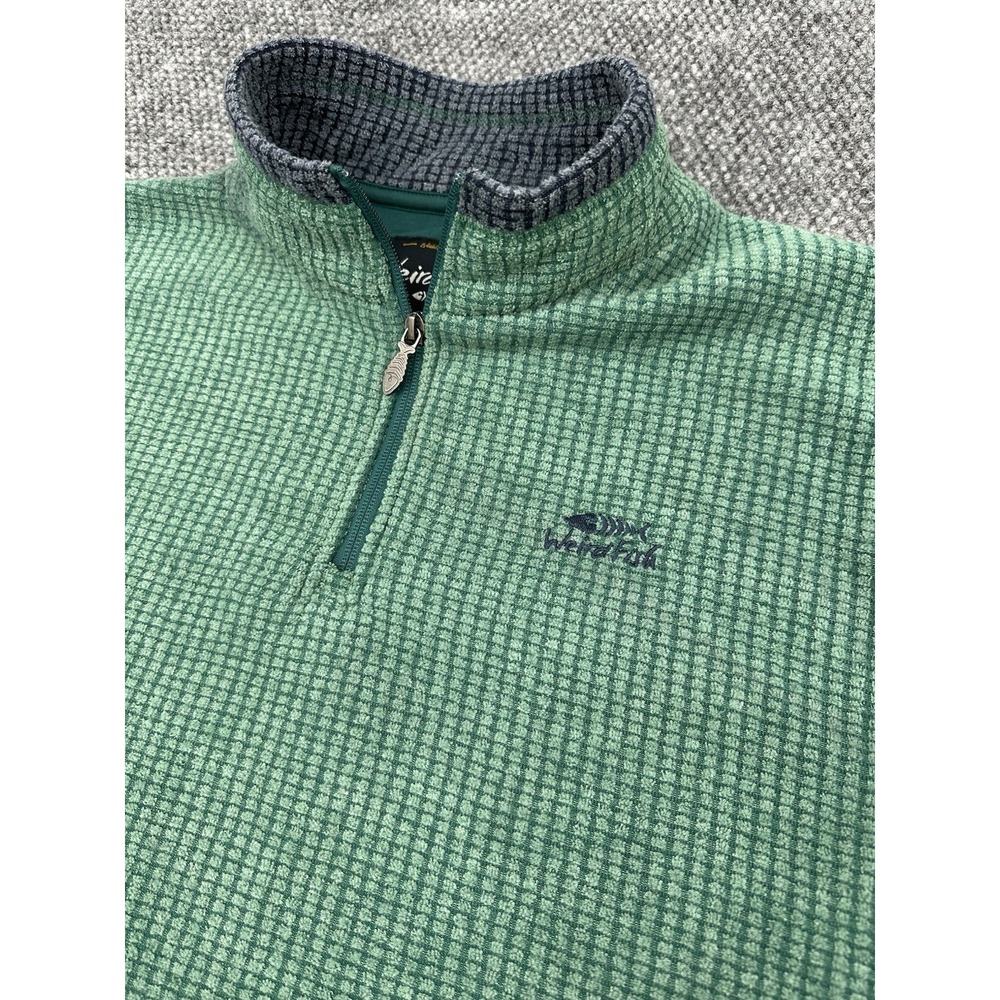 Weird Fish Men's XXL  1/4 Zip Fleece Jacket Waffle Grid Quilted Green Sweatshirt